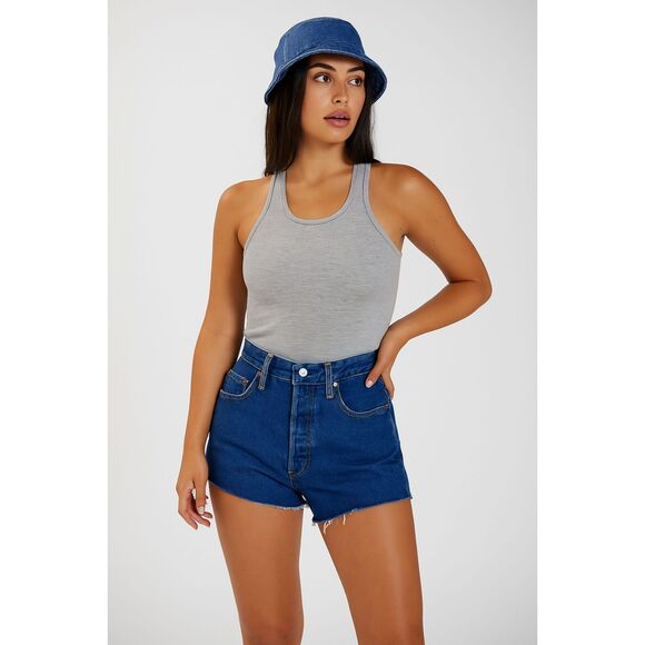 Vintage Levis 501 Blue Denim Cut Off Raw Hem Summer Shorts  Women's Size 28 - Picture 1 of 10